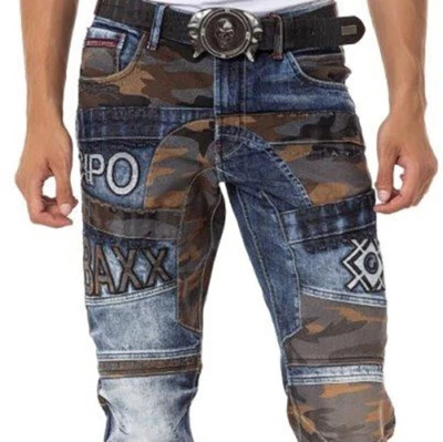 Pantalones de mezclilla para hombre Cipo & Baxx NATO corte recto camuflaje CD859 todas las tallas Foto 1 de 4