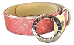 Authentischer Bvlgari neuer rosa Signaturgürtel mit beigeem Leder Gr. 42 - Bild 1 von 9