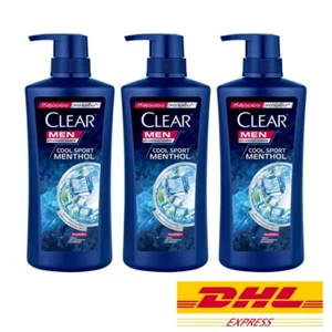 3 x Clear Men Cool Sport Menthol Shampoo Anti-Dandruff Vitamin B3 Cooling 370 ml - Picture 1 of 8