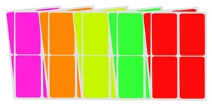 Adesivi Spostamento Colori Neon Assortiti 3x2 Pollici Rettangolari Etichette Artigianali Confezione 40 - Foto 1 di 6