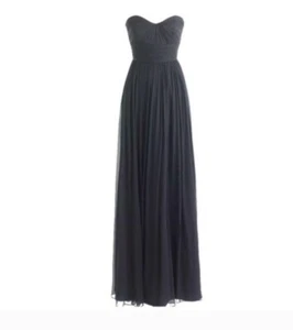 j crew formal dress women size 2 black chiffon 100% silk strapless back zip - Picture 1 of 13