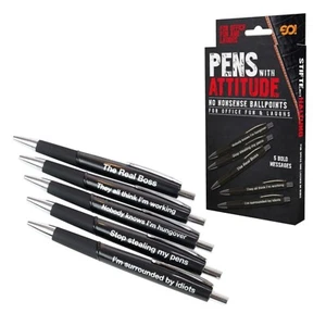 Pens with Attitude Funny Novelty Office Pen Gift Set - 5 Pack - Picture 1 of 8