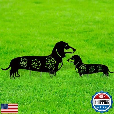 FoldTier 2 Pack Dachshund Metal Garden Decor Dachshund Garden Stakes Silhouet - Image 1 of 4