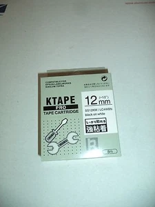 10 LABEL tapes K-Sun Black White 1/2" K Sun 12mm LC4WBN EPSON COMPATIBLE SS12KW - Picture 1 of 10