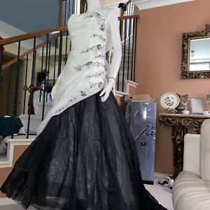 Princess Wedding Gown 14 Ivory Black Crystal Embroidered Beads Mancini - Picture 1 of 12
