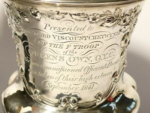 1841 Lieut Lord Viscount Chetwynd Queens Own O.Y.C. Silver Trophy Cup YEOMANRY 