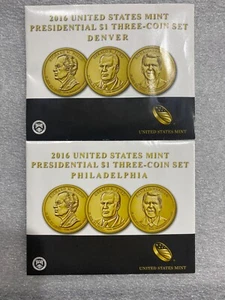 Juego de tres monedas de $1 Presidencial de la Casa de la Moneda de los Estados Unidos 2016 ~~ P & D 6 monedas selladas - Imagen 1 de 10