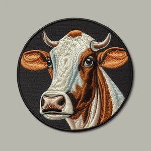 Cow Patch Iron-on Applique Farm Animal Badge Pasture Farmer Bull Pig Goat Decor - Picture 1 of 12