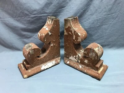 Small Pair 8x10 Antique Wood Porch Corbels Shabby VTG Old Shelf Brackets 802-24B - Image 1 of 4