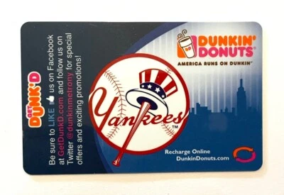 2012 Dunkin Donuts Gift Card. NEW YORK  YANKEES SGA Mint. Worldwide shipping. - Image 1 of 2