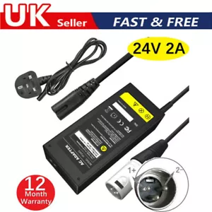 24V 2A MOBILITY SCOOTER BATTERY CHARGER FOR PRIDE GOGO ELITE TRAVELLER UK Plug - Picture 1 of 8