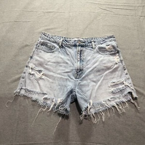 Lovervet by Vervet Denim Shorts Women's XL High Rise Distressed Acid Wash Blue - Picture 1 of 11
