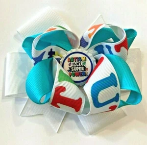 Hermoso moño para niñas inspirado en Autism is My Super Power.  - Imagen 1 de 3