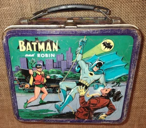 Vintage 1966 BATMAN and ROBIN Aladdin Lunch Box No Thermos Metal Lunchbox - Picture 1 of 24