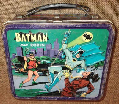 Vintage 1966 BATMAN and ROBIN Aladdin Lunch Box No Thermos Metal Lunchbox - Image 1 of 4