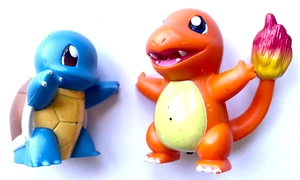 VINTAGE 1990's POKEMON CHARMANDER AND SQUIRTLE SET OF TWO TOMY TALKING TOYS - Picture 1 of 5