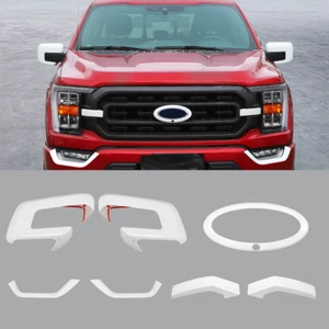 White For Ford F150 2021-2024 Exterior Decor Kit Door Handle Trim Mirror Cover - Picture 1 of 12