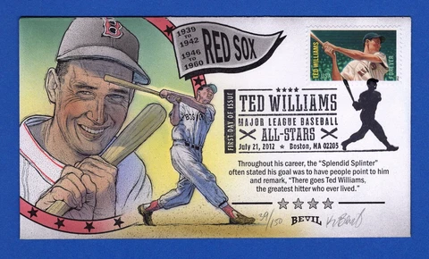 Scott 4694 MLB All-Stars Ted Williams Hand Painted Bevil FDC 39/150 Cover