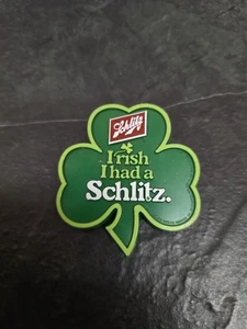 Vintage Schlitz Beer Irish I Had A Schlitz Green Clover Shamrock Shaped Pin 1981 - Picture 1 of 2