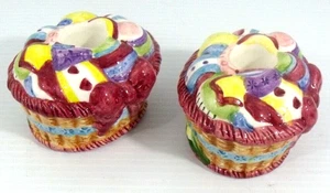 Gewebter Osterkorb Keramik Kegel Kerzenständer 2er Set 3,5x3,2 Zoll - Bild 1 von 6