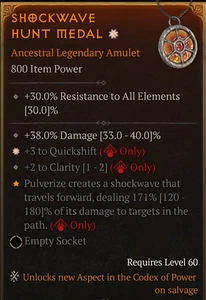 š„DIABLO 4š„SEASON 9š„Druid Amuletš„Duo Passives 1GA Quickshift + Clarity - Picture 1 of 1