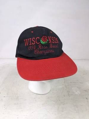 De colección 1994 Wisconsin Badgers Rose Bowl Champions Snapback Sombrero Negro/Rojo - KC Foto 1 de 4