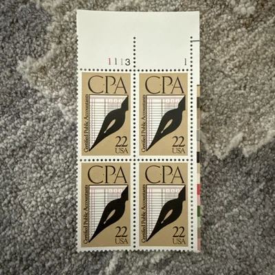 USA Stamp Block of Four (4) 22 CENTS CPA ACCOUNTING -  FREE SHIPPING  - Image 1 of 2