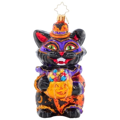 Christopher Radko DAPPER BLACK CAT Halloween Trick or Treat Ornament 1021605 New - Image 1 of 3
