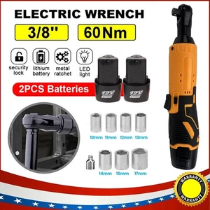 3/8" Right Angle Wrench Impact Power Tool Kit Electric Cordless Ratchet 12V - Picture 1 of 12