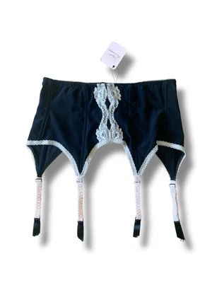 Agent Provocateur подвеска ремень черный розовый вышитый подвязки широкий средний новый с Ярлыками - Изображение 1 из 4