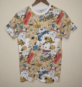 Screenshot Men's Beige Multicolor Abstract Short Sleeve Crew Neck T Shirt Size S - Picture 1 of 8