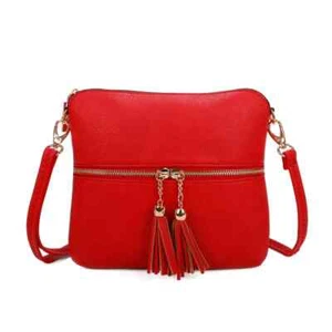 Ladies Twin Tassel Crossbody Messenger Bag Women Shoulder Over Evening Handbags - Picture 1 of 24