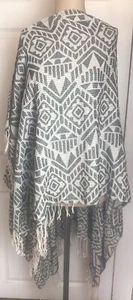 Sciarpa avvolgente azteca donna 35x82 frangia rettangolare sud-ovest hippie tribale boho - Foto 1 di 4