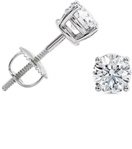 1ct VS1 E colour diamond earrings set in 18k white/yellow gold - Picture 1 of 8
