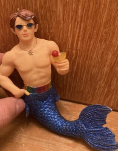 *Rare*Retired*December Diamonds Merman Ornament Brown Hair W/sunglasses & drink - Picture 1 of 3