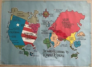 The World According to Ronald Reagan: Poster Vintage Political Satire Humor - Picture 1 of 1