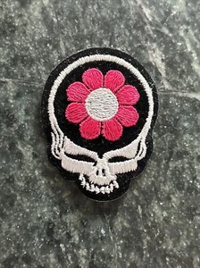 GRATEFUL DEAD Flower IRON ON PATCH TRUCKER Jerry Garcia Pink 2.5” Stealie - Picture 1 of 3
