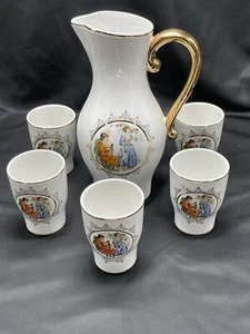 VINTAGE S.A. LEART CO. LOUCURTE PITCHER SET WITH 5 CUPS - Picture 1 of 5