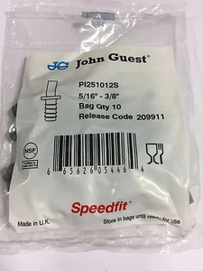 John Guest PI 251012S tube to hose stem, 5/16 stem OD, 3/8 hose ID (bags of 10) - Picture 1 of 2