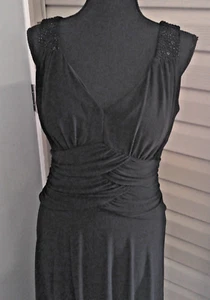 JESSICA HOWARD EVENINGS SIZE 12 BLACK FORMAL DRESS WITH BEADED STRAPS - Picture 1 of 5