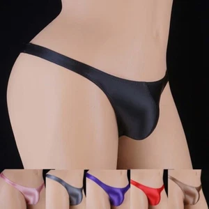 2025 Para hombres Sexy Aceite Brillante Ropa Interior Tiras en G Elastizadas Bikini Tanga - Imagen 1 de 22