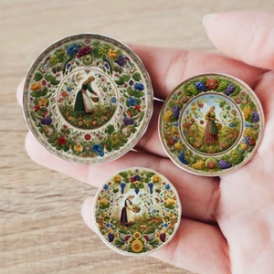 Dollhouse Miniatures Ceramic Plates Floral Folk Art Tableware Kitchen Decor - Picture 1 of 12