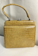 Vintage Faux Crocodile Embossed Tan Handbag