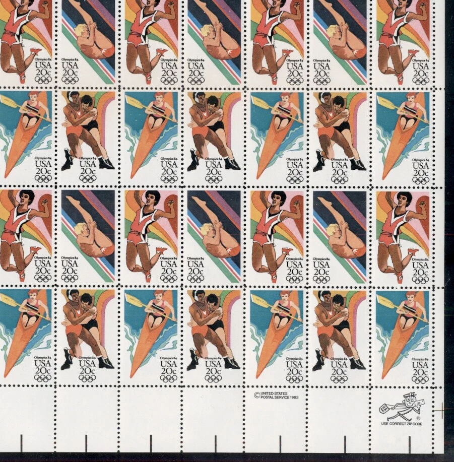 US #2082-5, 20¢ Olympics, Complete sheet of 50, og, NH, VF, Brookman $32.50 - Image 1 of 1