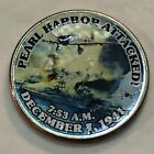 Colorized Kennedy half dollar. PEARL HARBOR ATTACKED. DEC 7, 1941. 7:53AM #36