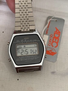 ADEC QUartz LCD Ref. AGL 007 cassa bracciale acciaio anni '80 tag NOS - Imagen 1 de 7