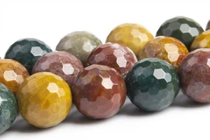Cuentas de jaspe natural genuino del océano grado AAA cuentas redondas micro facetadas - Imagen 1 de 4
