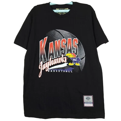 Kansas Jayhawks Mitchell & Ness NCAA L Large Shirt Basketball Art Black New - Image 1 of 4