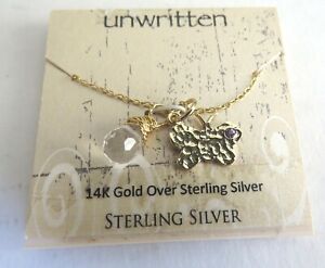 Unwritten Butterfly & Crystal Pendant Necklace Gold over Sterling NEW