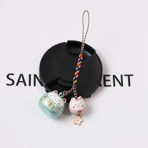 Pendant Sakura Cat Phone Strap Mobile Phone Lanyards Keyring Lucky Cat Keychain - Zdjęcie 1 z 14